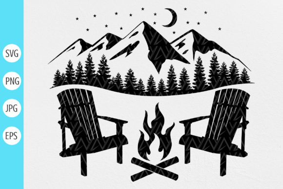 Campfire with Adirondack Chairs Svg Review